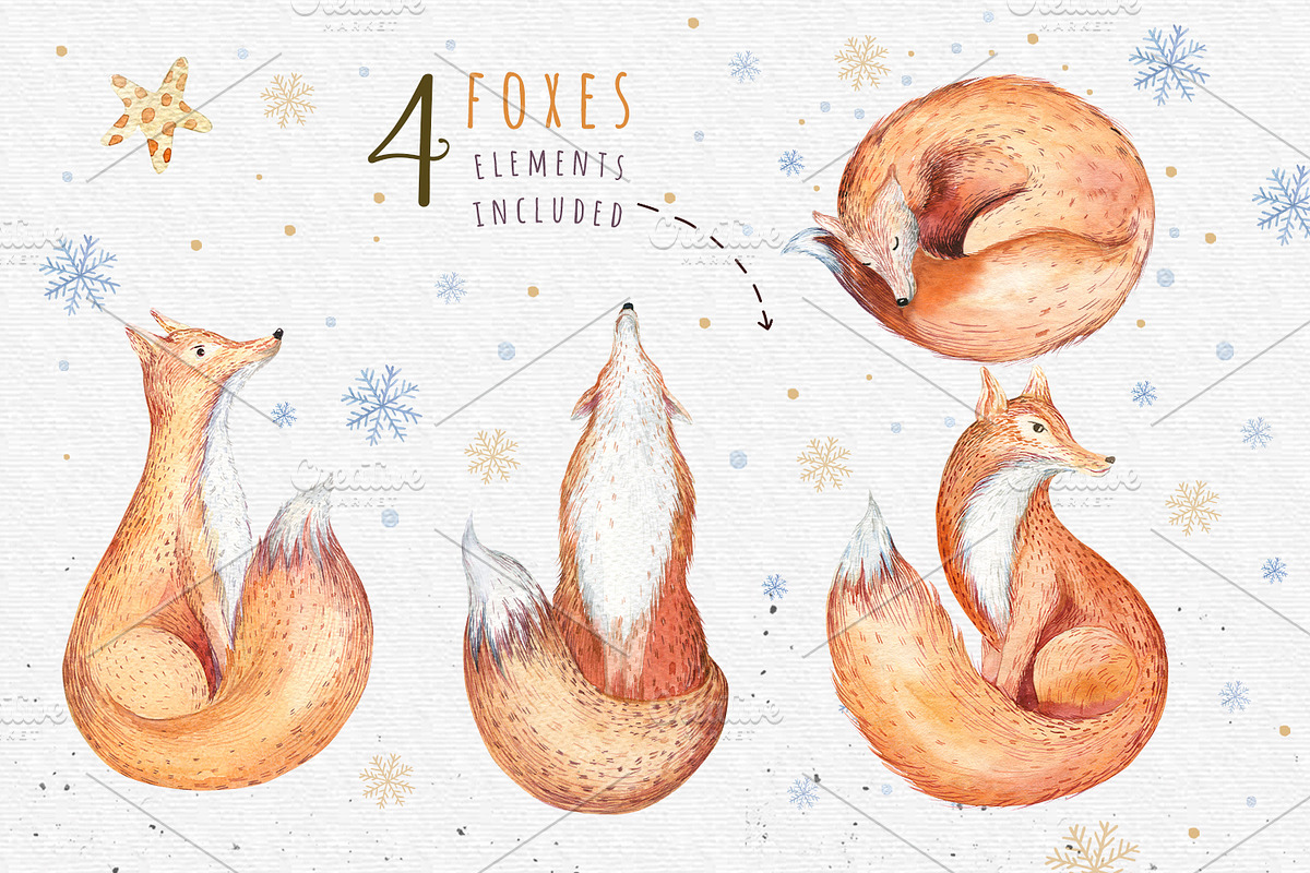 Watercolor foxes collection, a Decorative Illustration by Peace ART (Photo 2 of 5)