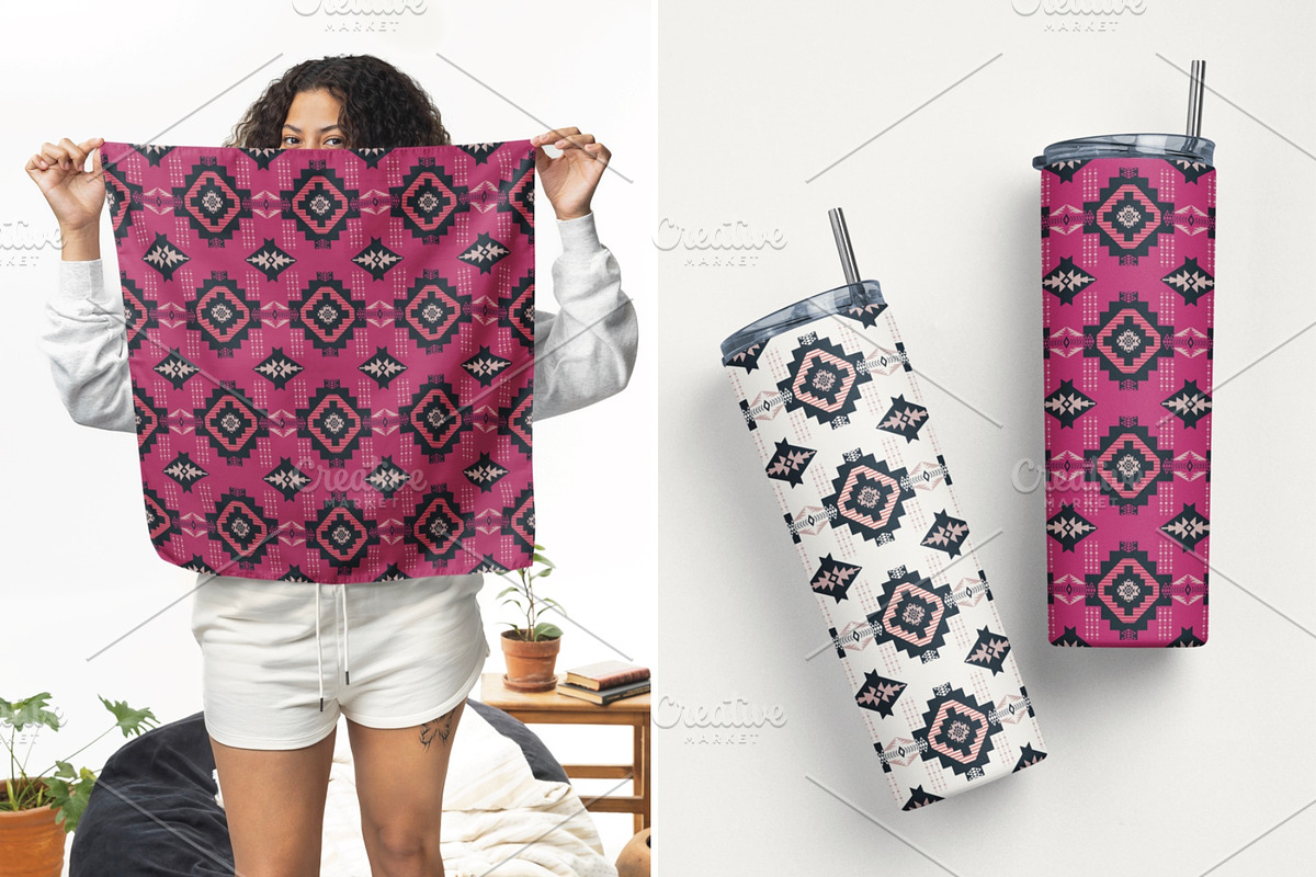 Pink Native American Pattern, a Pattern Graphic by PPEthnicDecorPattern (Photo 9 of 10)