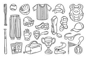 Baseball doodle items. Sport, a Sport Illustration by Valerie Bodnar