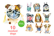 Dogs in face mask, an Animal Illustration by Watercolor fantasy (Thumbnail 1 of 5)
