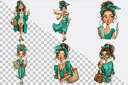 Whimsical Summer Coffee Girl Clipart, an Illustration by SVGArt (Thumbnail 2 of 9)