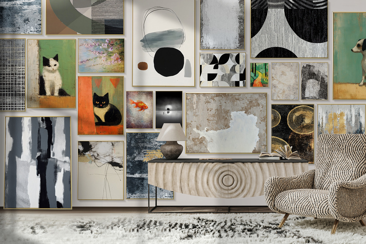 Abstract painting art set prints, a Decorative Illustration by Muzi pear studio (Photo 2 of 12)