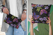 Blue flowers and butterflies, a Pattern Graphic by Matrioshka (Thumbnail 2 of 9)