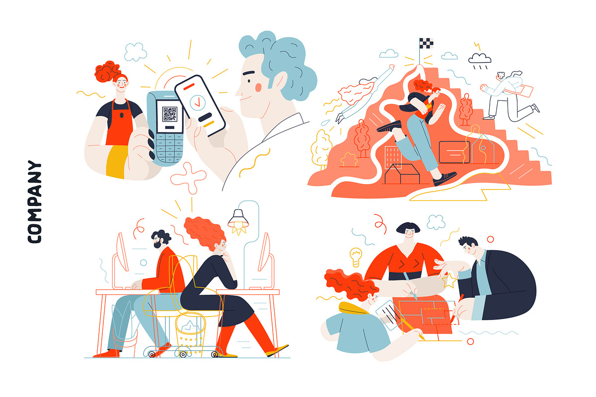 Company, flat web illustrations, a Templates & Theme by Grivina's shop (Photo 12 of 27)