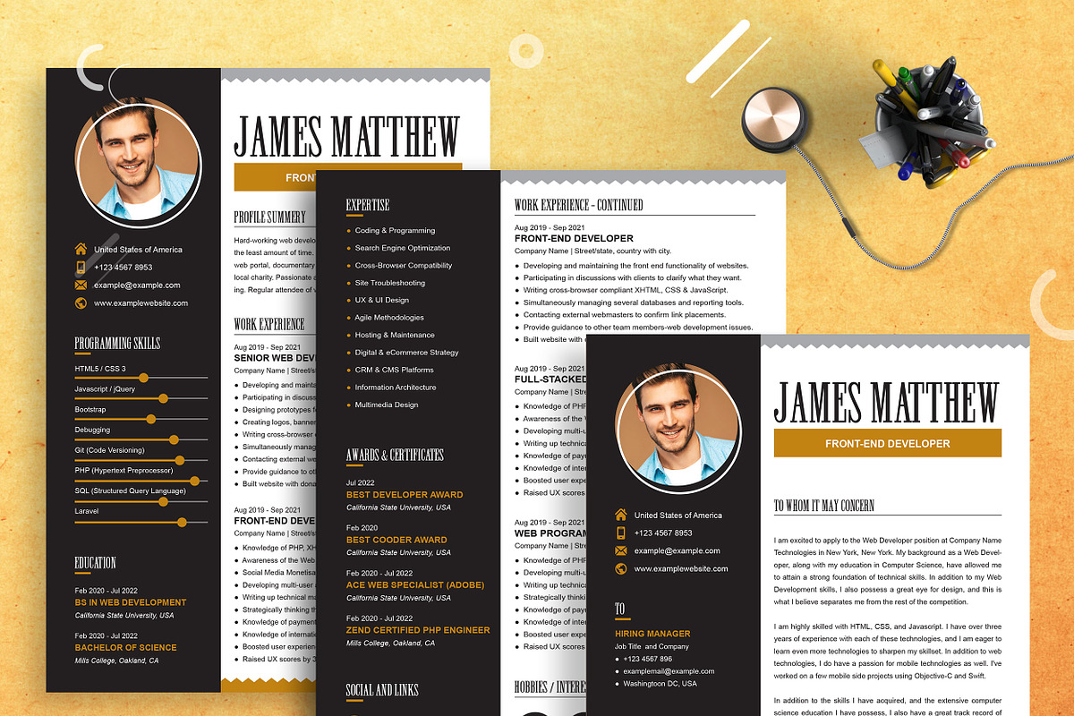 Front-End Developer CV Template Word, a Resume Template by ResumeInventor (Photo 4 of 8)