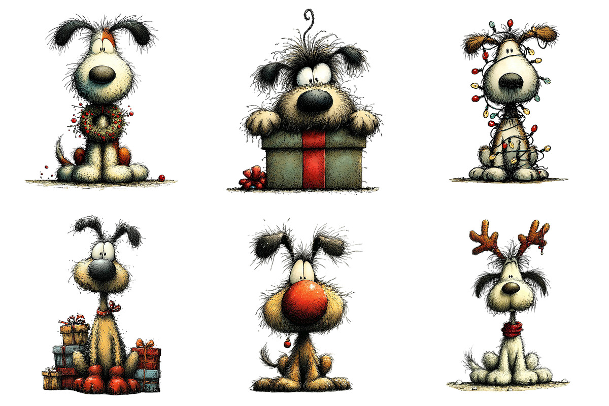 Whimsical Christmas Dog Clipart, an Illustration by Craft Nest (Photo 8 of 10)