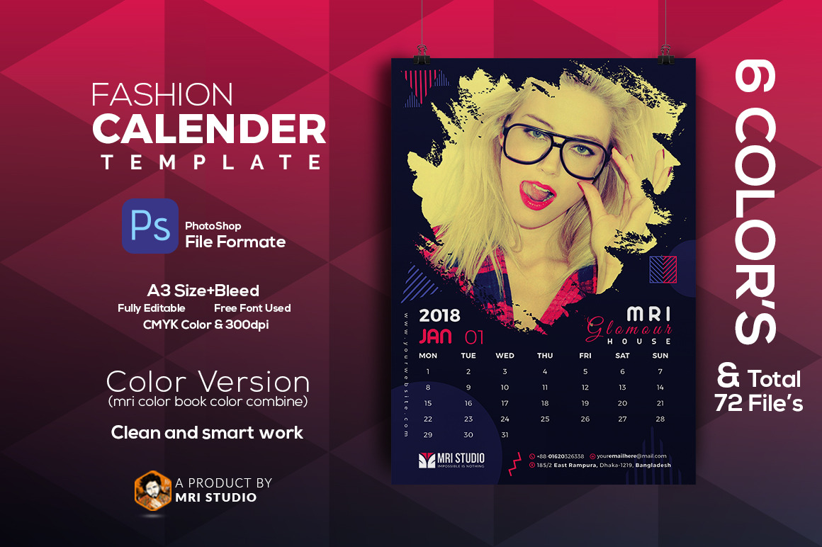 Calander Template by Mri Studio  Creative Market