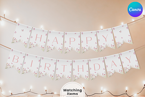 Butterfly 1st Birthday Wall Banner, an Invitation Template by Digital_Mind