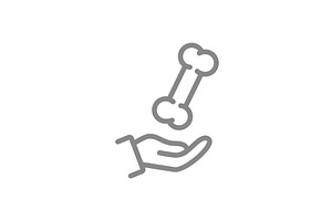 Human bone on hand line icon. Rescue, an Object Illustration by GraphiShop