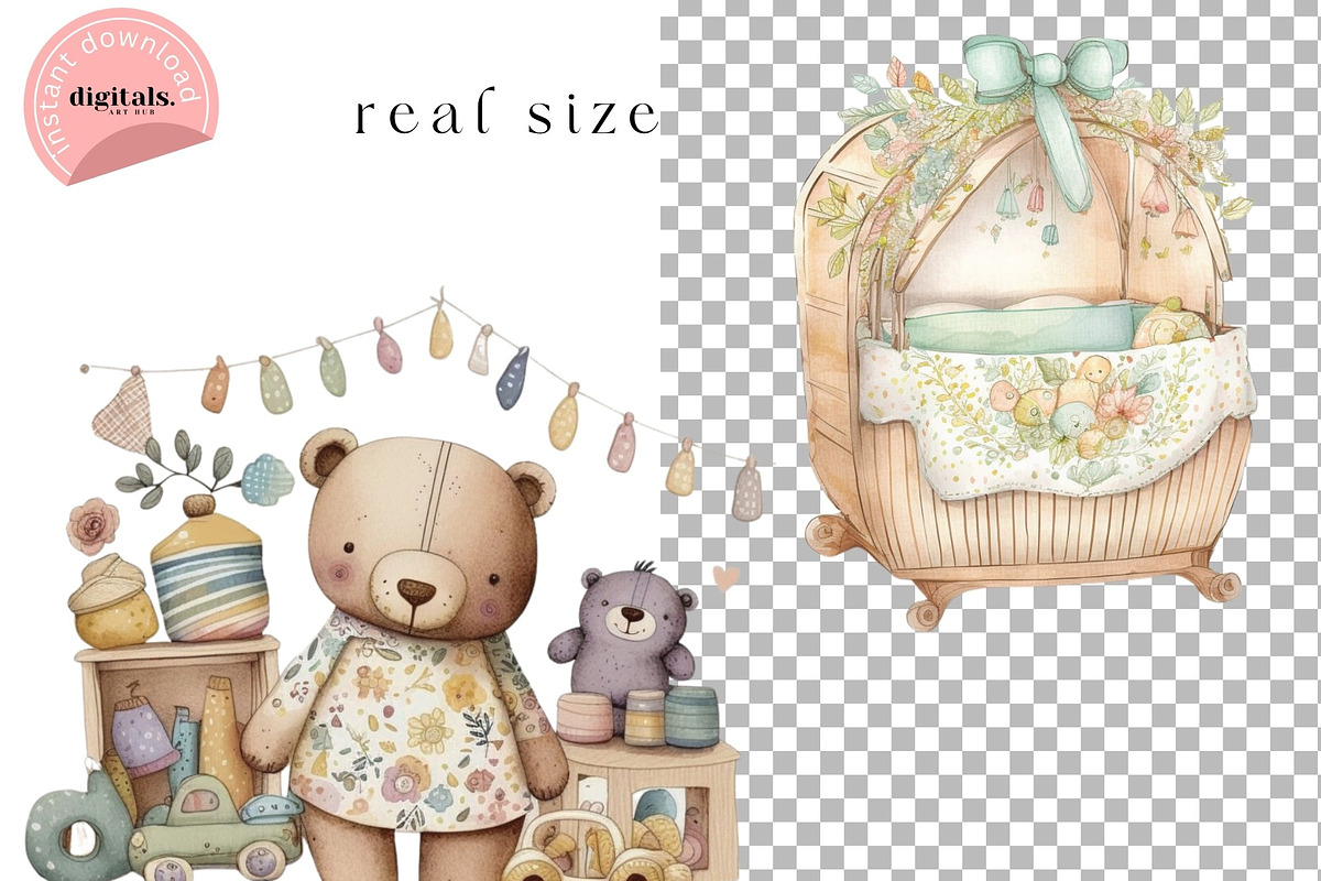 Watercolor Boho Baby Shower Clipart, a Graphic by Digitals Art Hub (Photo 8 of 8)