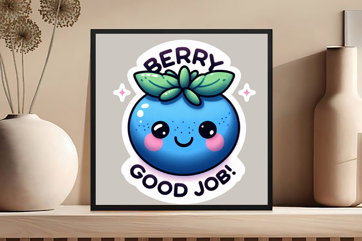 Funny,Berry Good Job Sticker, an Illustration by DreamCafeArt (Photo 6 of 7)