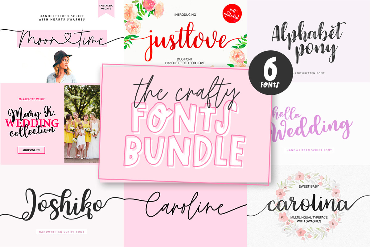 6 in 1 Crafty fonts bundle, a Handwritten Font by supfonts (Photo 1 of 7)