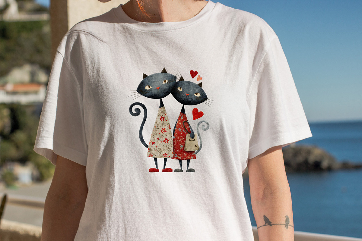 Quirky Valentines Cats Clipart  Bund, an Illustration by SVGArt (Photo 8 of 8)
