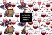 Hand drawn wine illustration., a Food Illustration by Lina's store (Thumbnail 3 of 3)