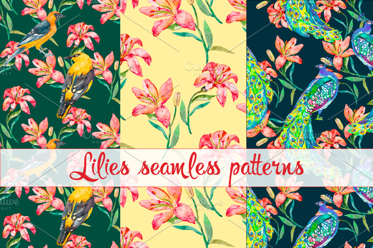 Watercolor tropical pattern, a Pattern Graphic by Elizaveta (Photo 2 of 5)