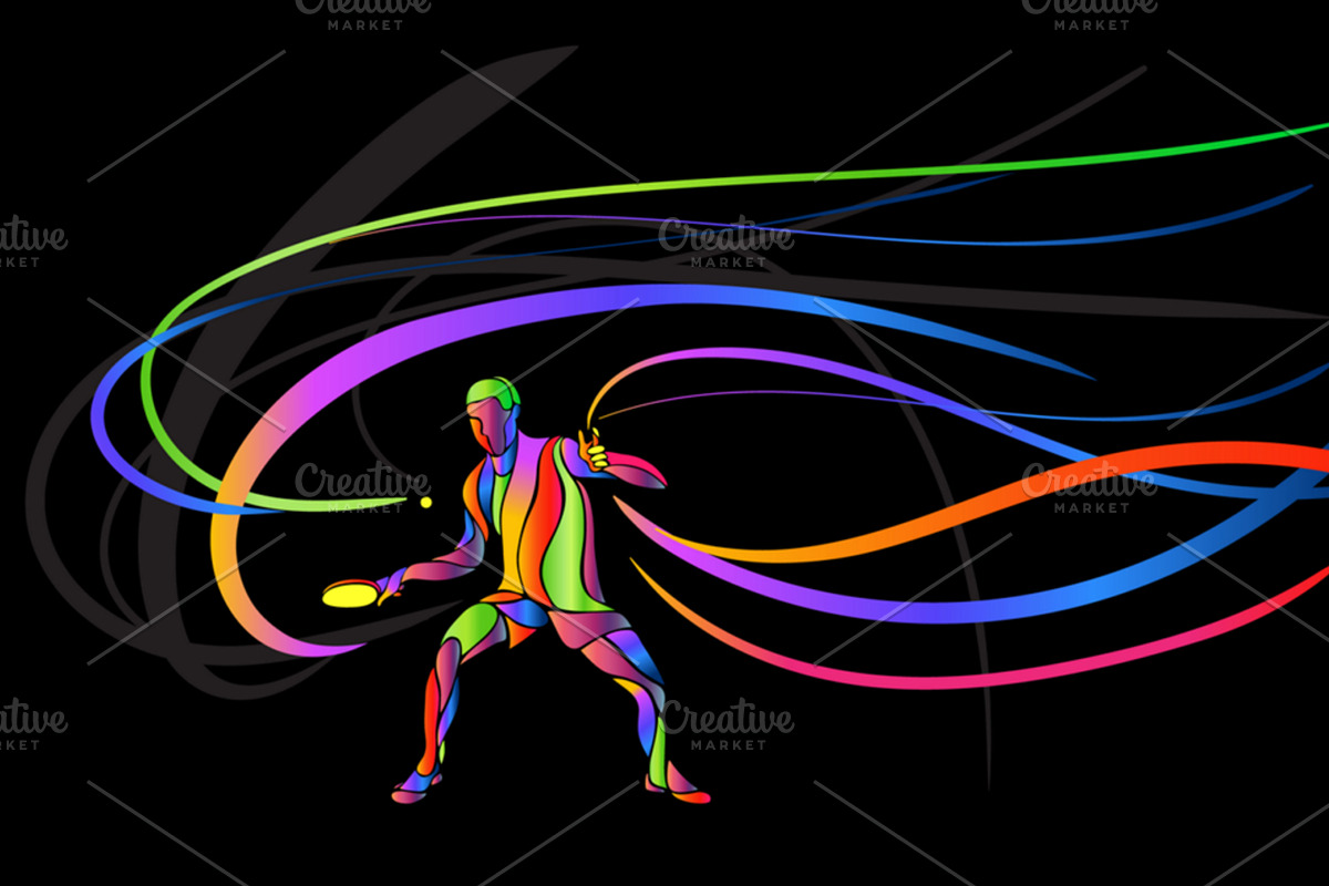 Table tennis ping pong player vector, a Graphic by Kluva's Wavy Silhouettes