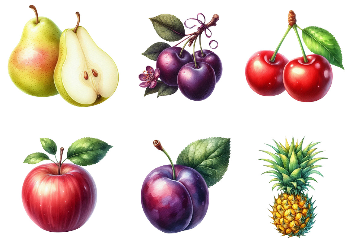 Watercolor Little Fruits PNG, an Illustration by SinaCreation (Photo 2 of 5)