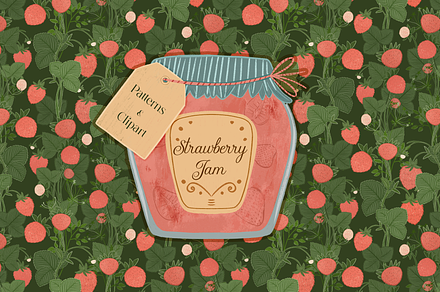 Strawberry Jam – Patterns & Clipart