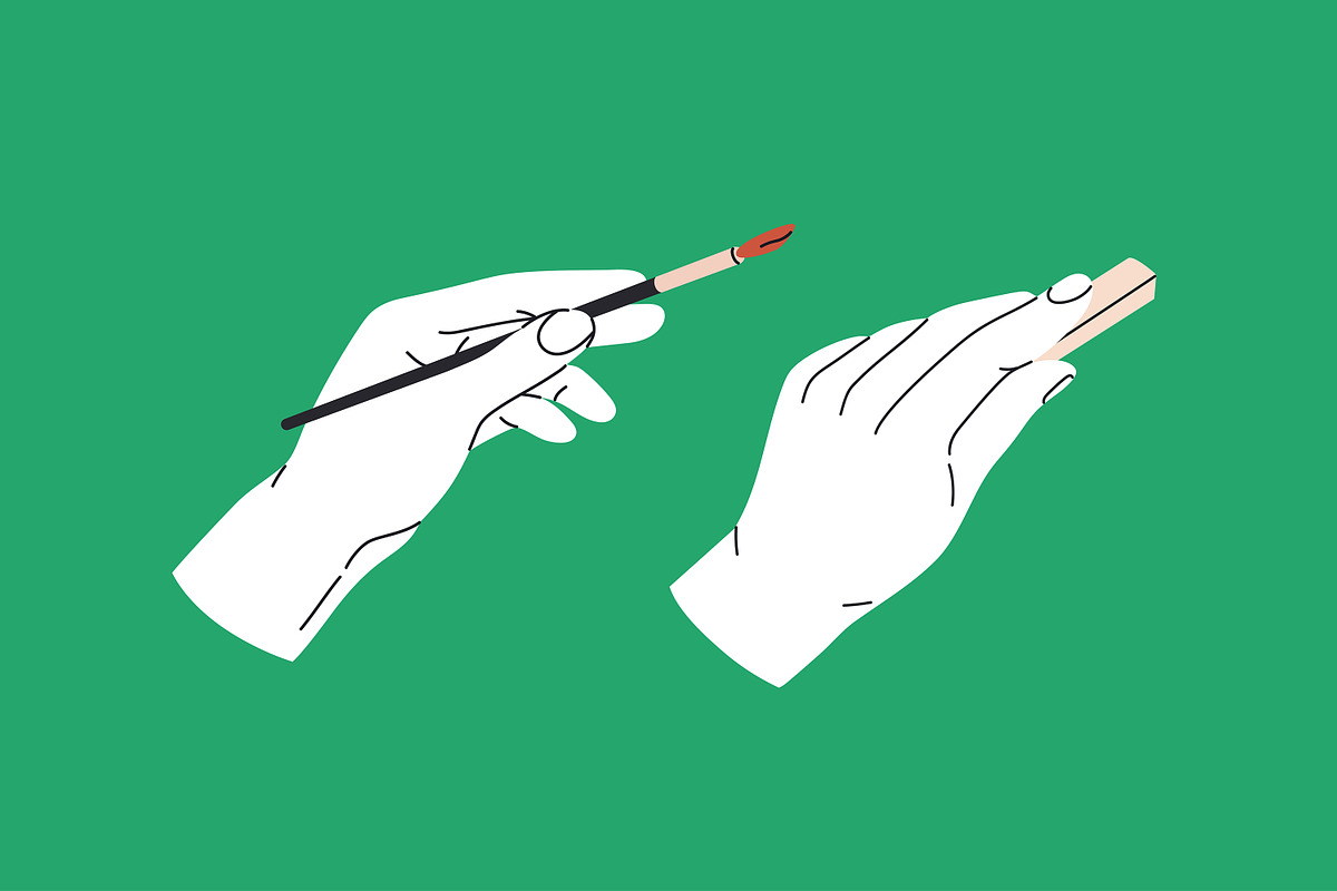 Artist hands holding stationery set, a Person Illustration by PaperTrident (Photo 8 of 8)