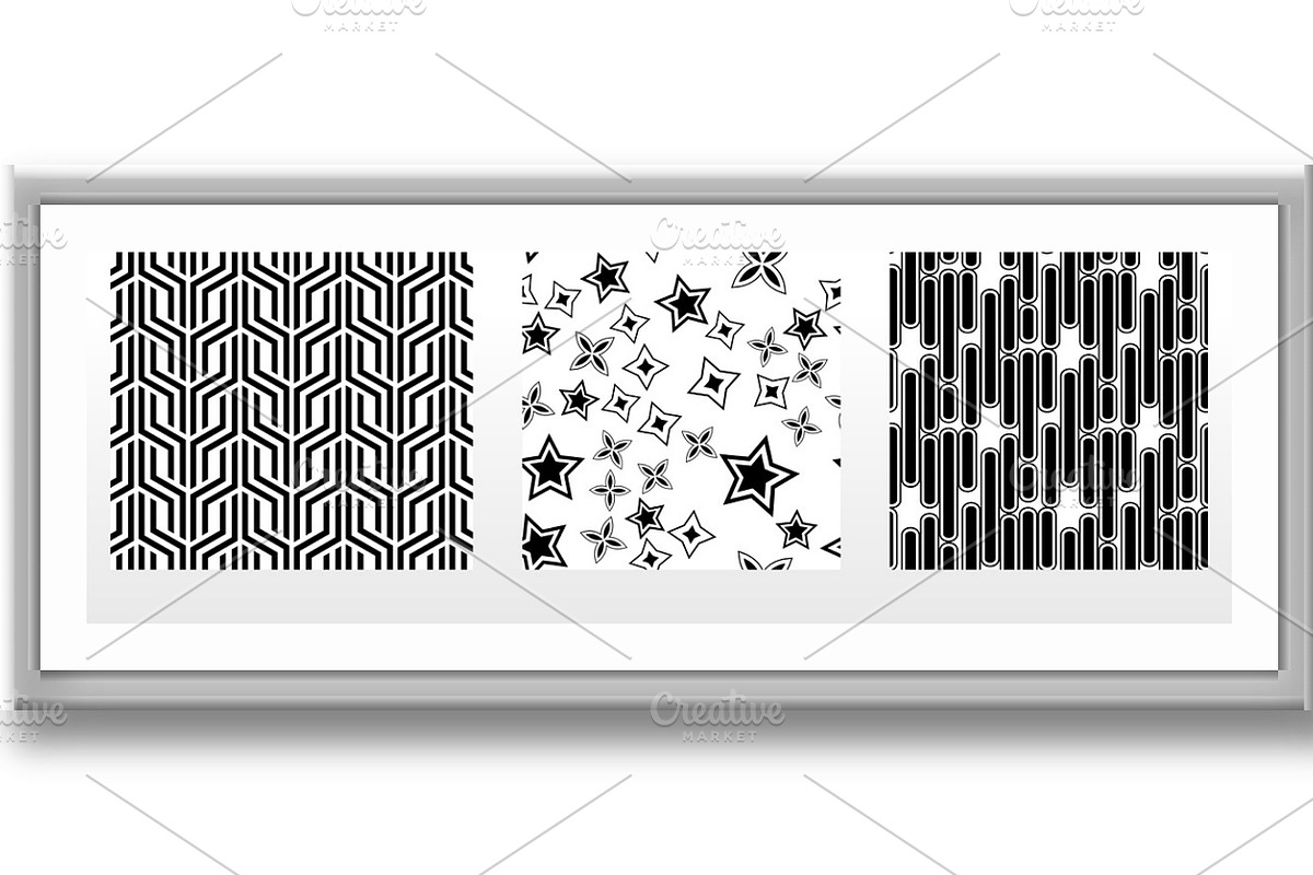Geometric set of seamless black and, a Pattern Graphic by RODINA (Photo 3 of 3)