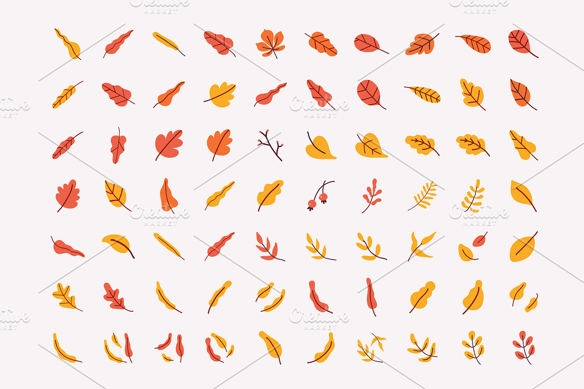 Autumn leaves and plants flat set, an Object Graphic by Vector_Art (Photo 3 of 7)