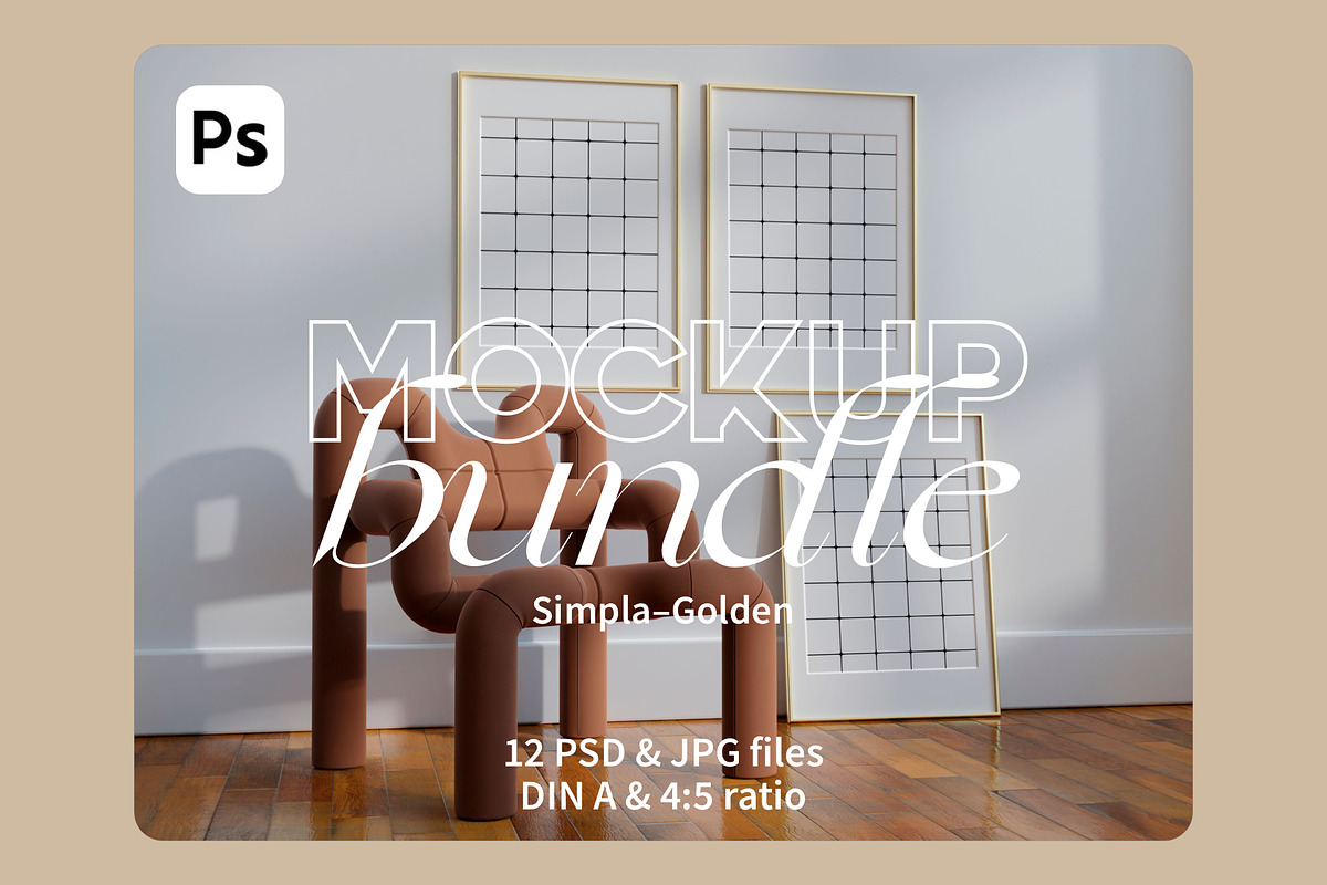 Golden Frame Mockups SIMPLA, a Household Mockup by Bonumo (Photo 1 of 10)