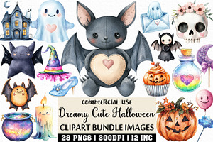 Watercolor Dreamy Cute Halloween PNG, an Illustration by Craft Nest