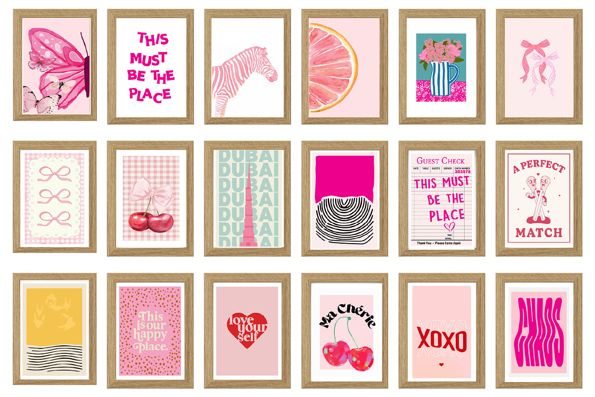 Trendy Pink Preppy Wall Art Prints, a Wallpaper Photo by Chipshpow Graphics (Photo 4 of 10)
