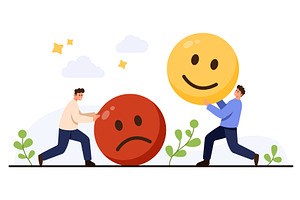 Positive and Negative Feedback, a Person Illustration by Flashvector