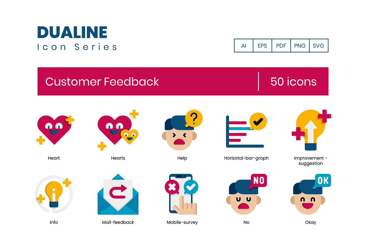 50 Customer Feedback Icons - Dualine, an Outline Icon by Flat Icons