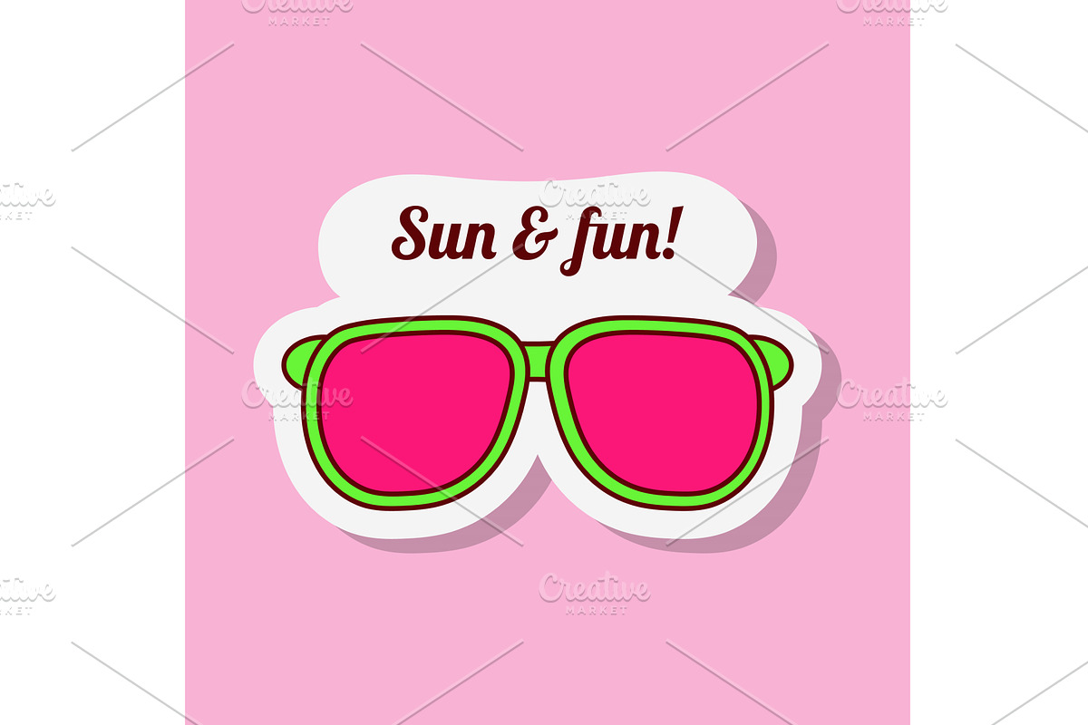 Sun and fun cartoon travel sticker, an Object Illustration by okskukuruza