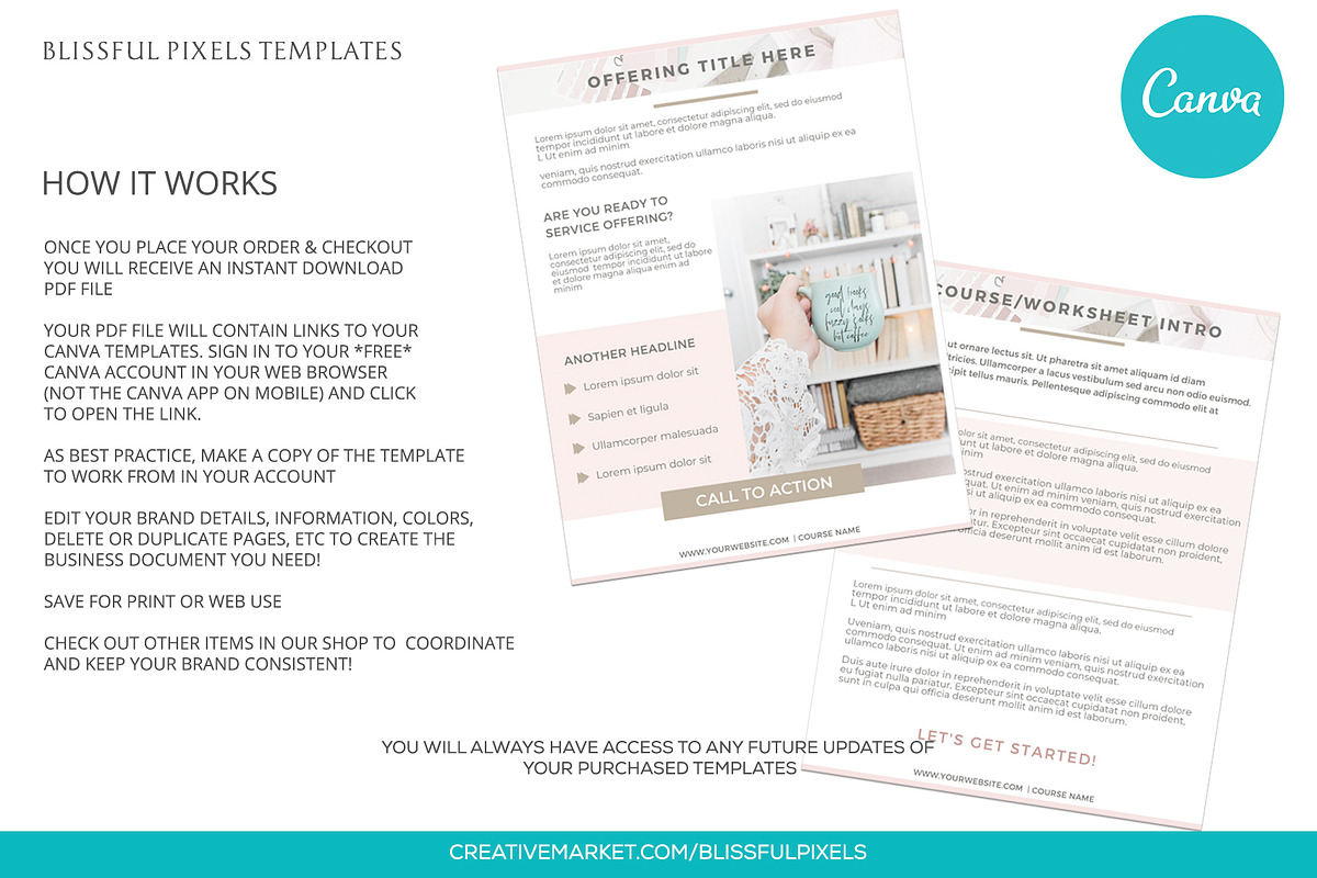 Daria - Worksheet or Course Template, a Marketing Template by Blissful Pixels (Photo 6 of 6)
