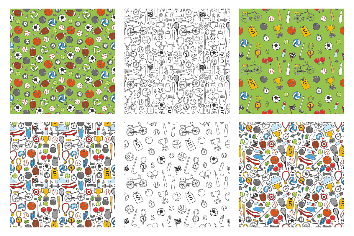 Sports doodle bundle., a Pattern Graphic by altanaka (Photo 3 of 4)