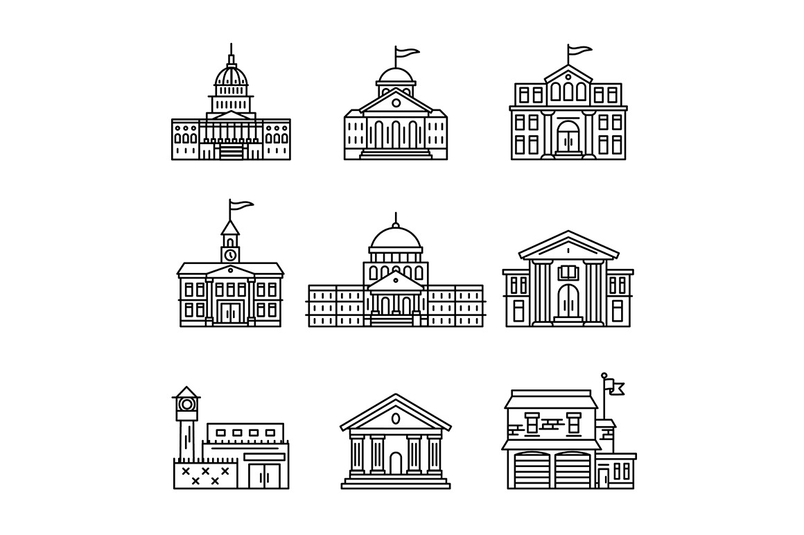 Government and education buildings, an Outline Icon by Iconicbestiary