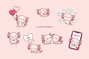 Valentine's Day Axolotl Clipart