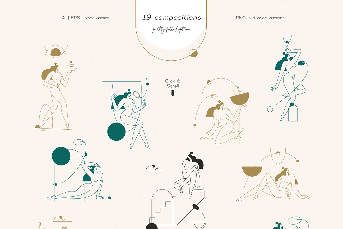 FORMS of BEAUTY Line Art Collection, a Person Illustration by Acierto Studio (Photo 11 of 19)