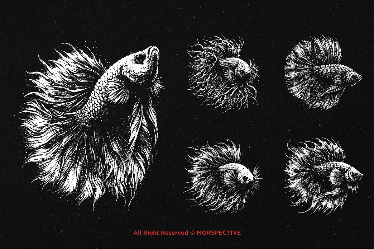 10 Bundle Dark Art Betta Fish, an Illustration by Morspective (Photo 3 of 7)