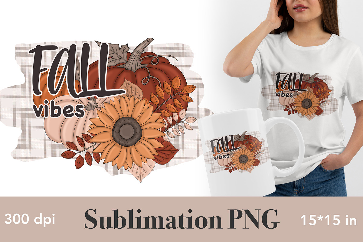 Fall Vibes Sublimation PNG, a Seasonal Illustration by GlamArtZhanna (Photo 1 of 3)