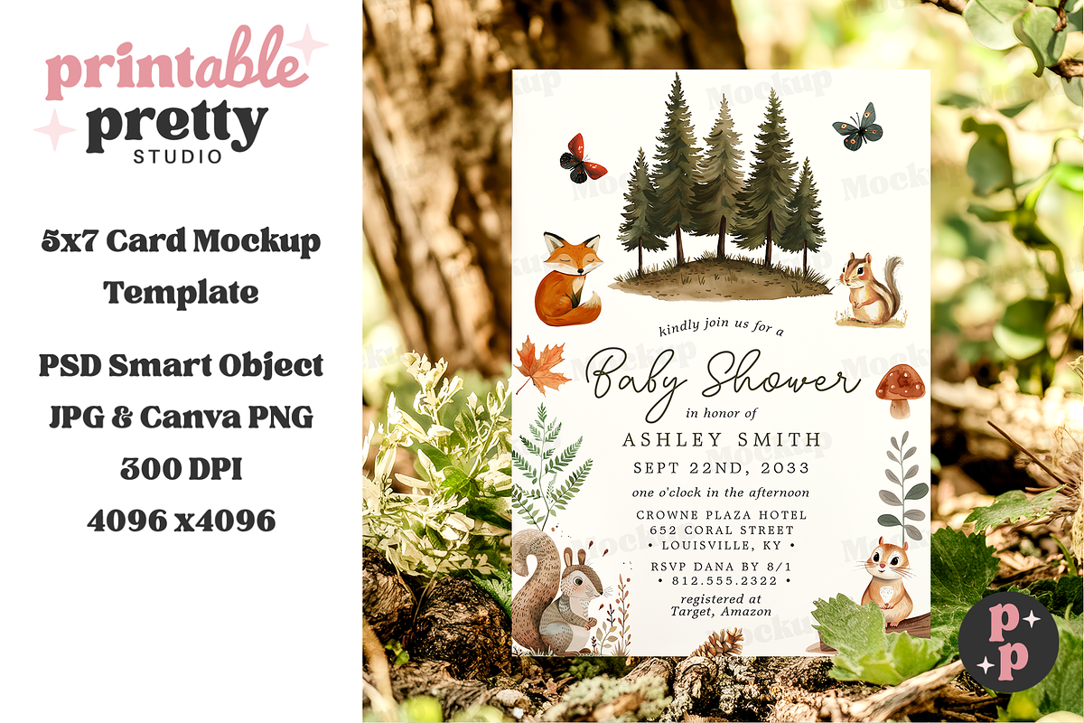 Woodland 5x7 Card Mockup PSD, a Product Mockup by Printable Pretty Studio (Photo 3 of 6)