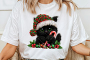 Whimsical Christmas Black Cat PNG, a Seasonal Illustration by Canvas Craft (Thumbnail 6 of 10)