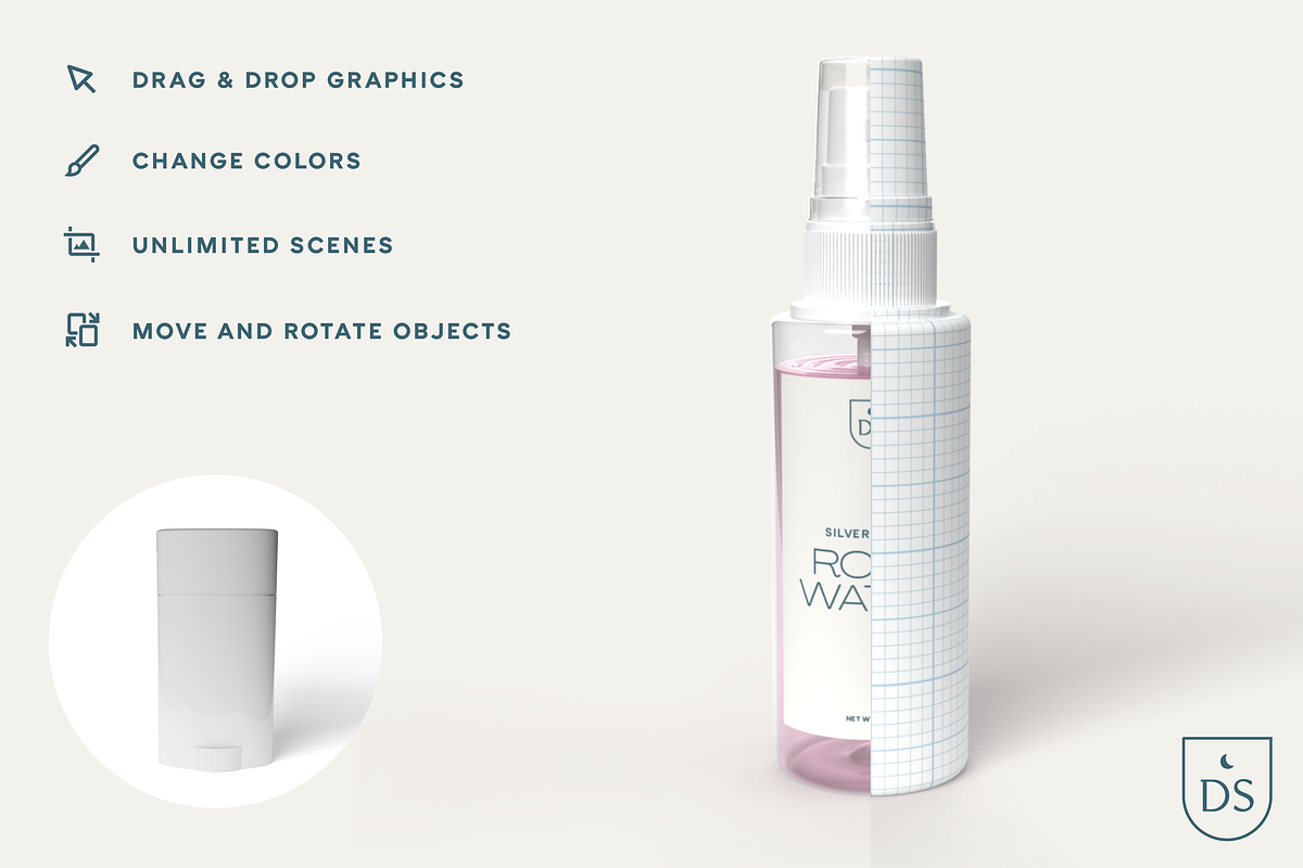 3D Custom Spray Bottle Mockup, a Packaging Mockup by Silver Moon Design School (Photo 2 of 2)