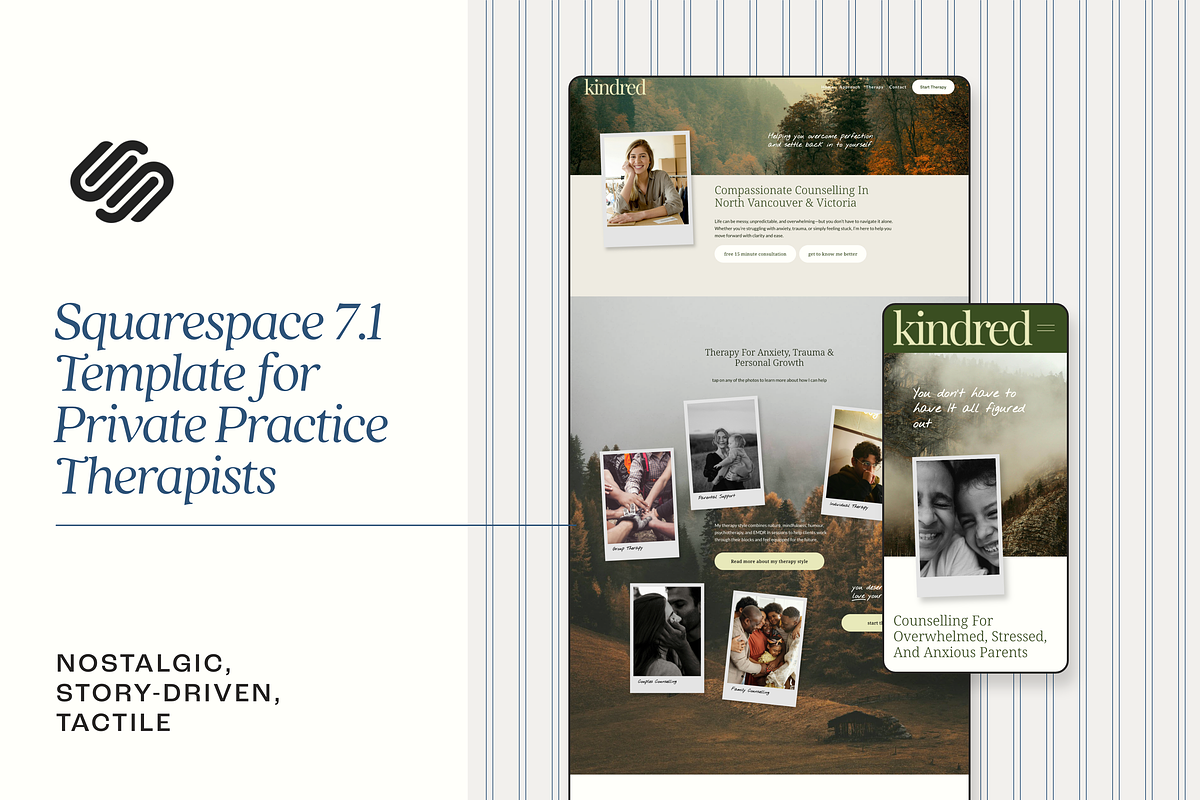 Kindred Squarespace Therapist Template