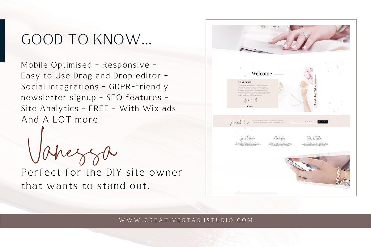 WIX Website Template Vanessa, a Wix Template by Brand & Palms (Photo 6 of 6)