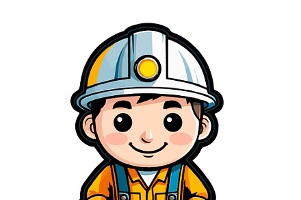 Cute mine worker cartoon character