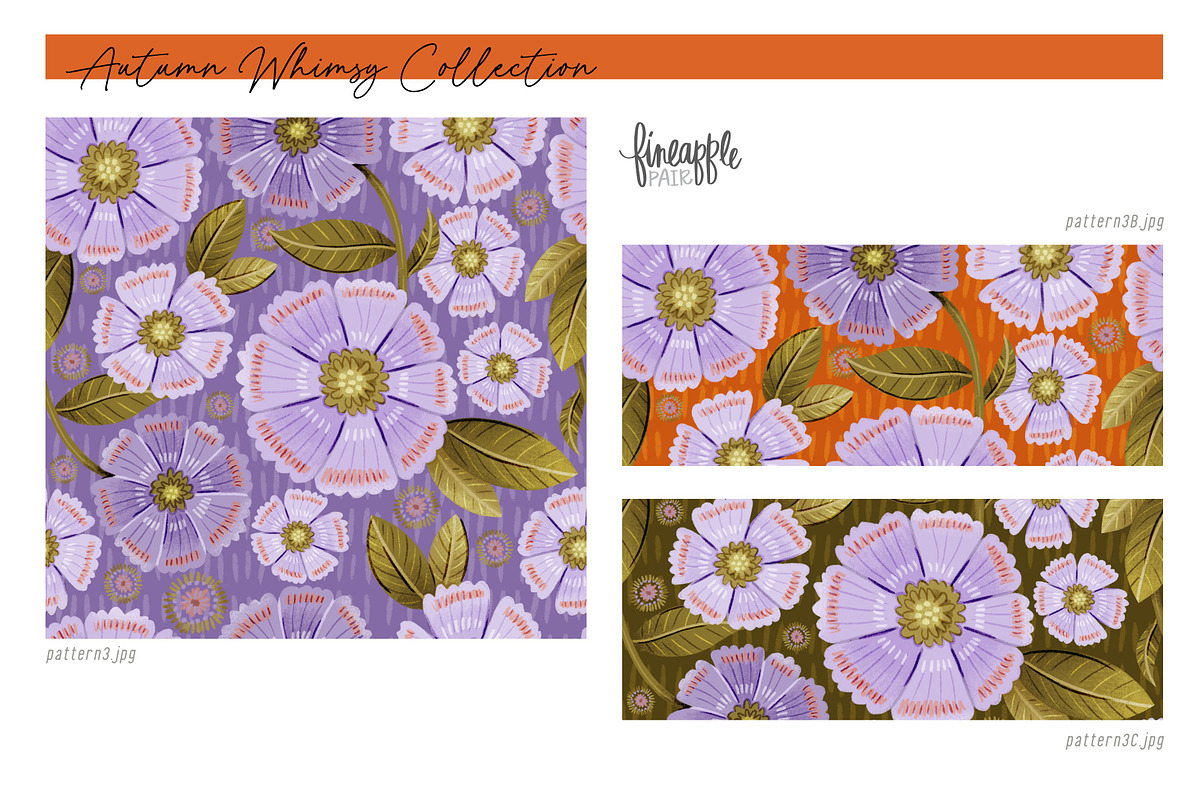Fall Floral Seamless Patterns, a Pattern Graphic by FINEAPPLE (Photo 5 of 11)