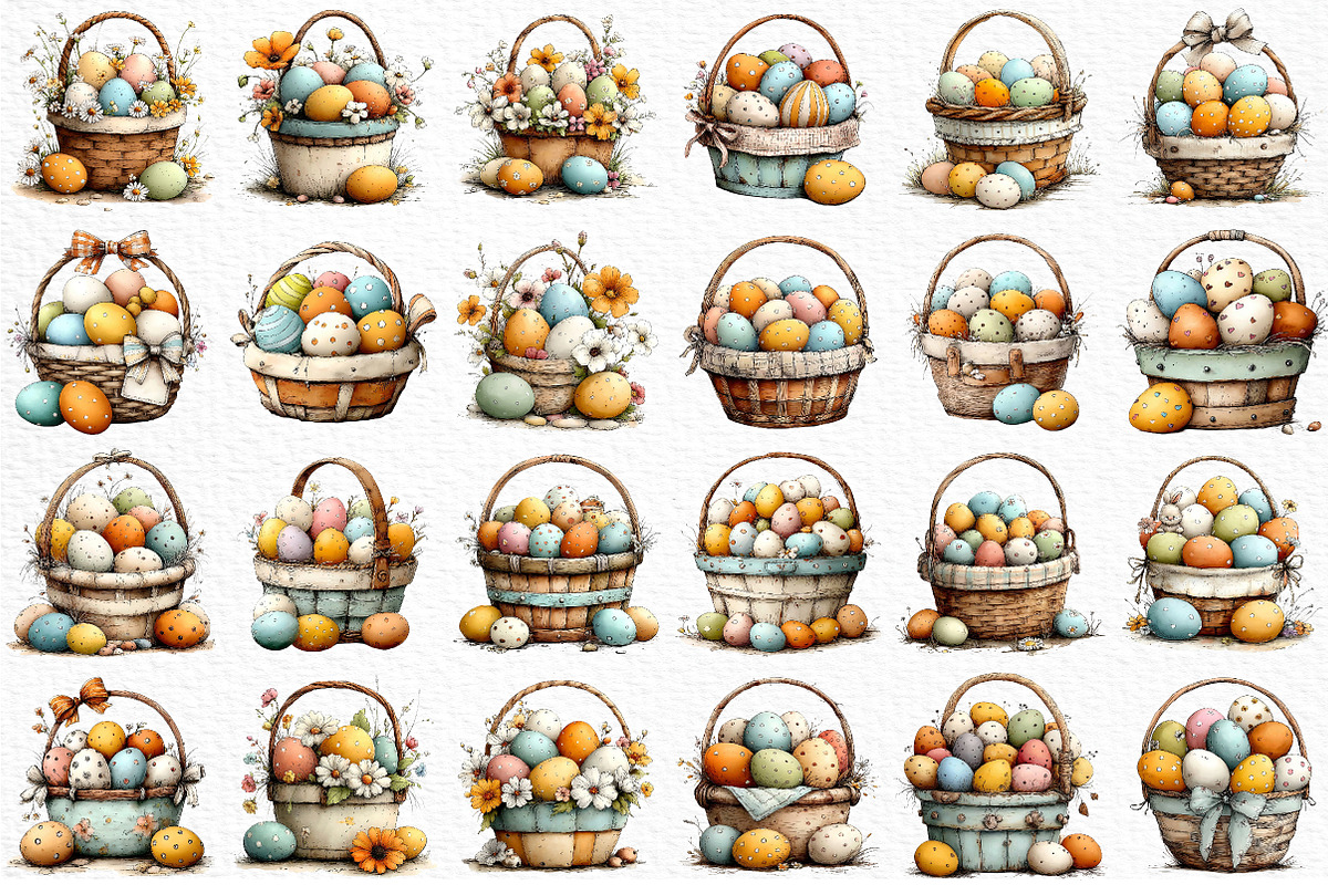 Easter Eggs Basket Clipart Png, an Illustration by Craft Nest (Photo 6 of 11)