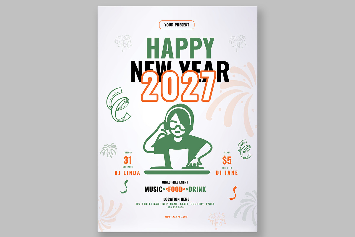 2027 Happy New Year Flyer, a Flyer Template by ContestDesign (Photo 2 of 3)