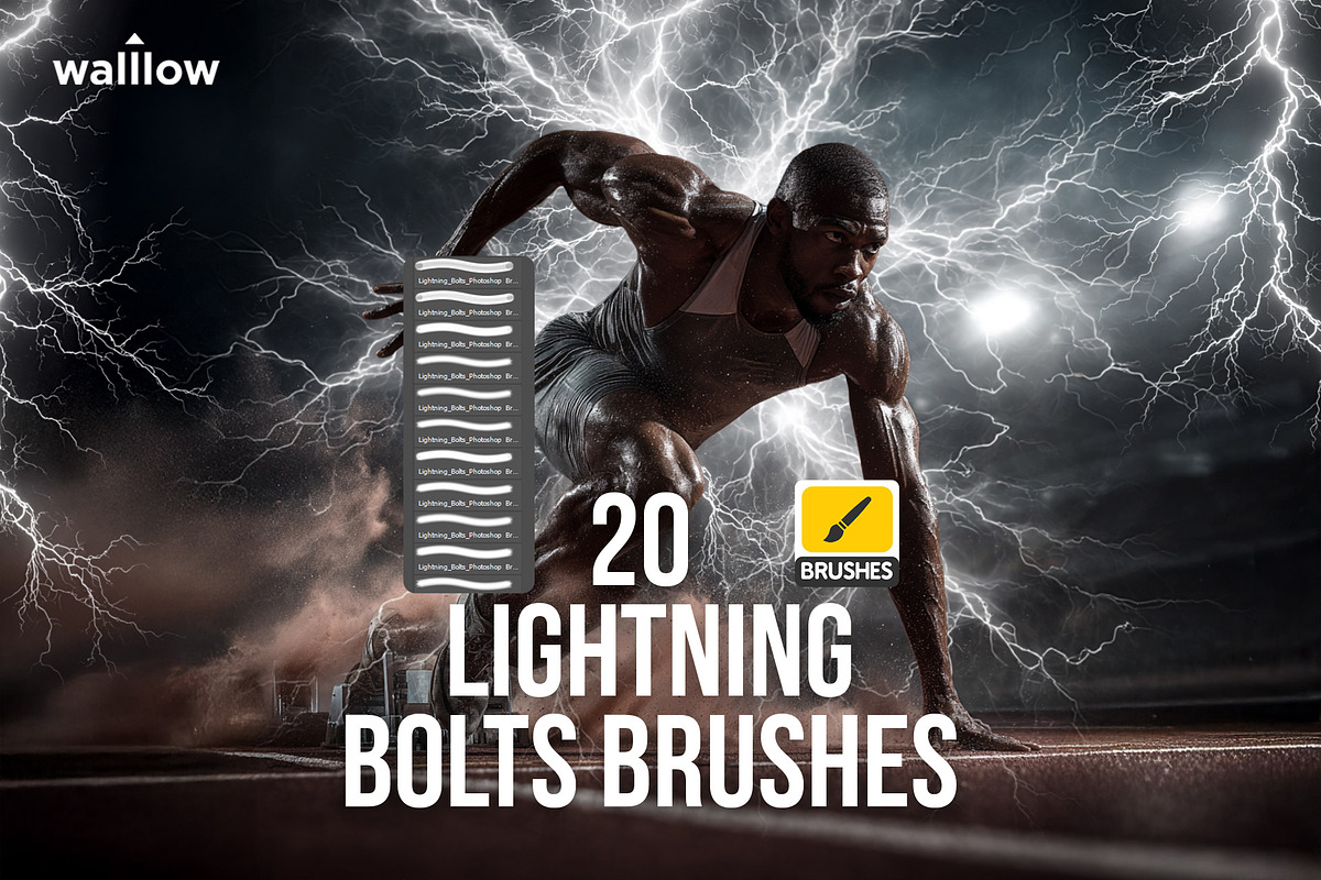Lightning Bolt Photoshop Brushes, a Brush Add-On by Walllow Creatives (Photo 1 of 3)