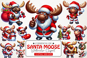 Christmas Santa Moose Clipart, an Illustration by RobertsArt (Thumbnail 1 of 7)
