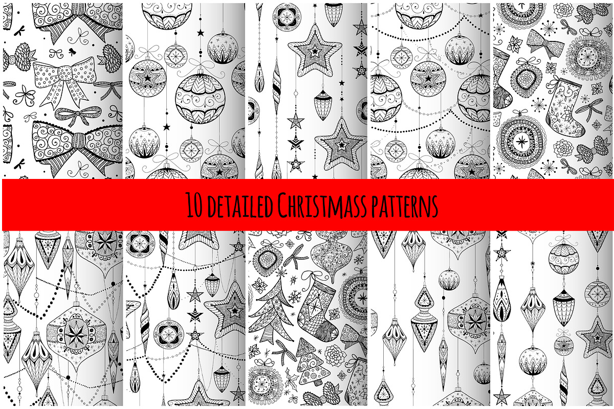 10 Christmas detailed patterns, a Pattern Graphic by AnastasiaFears